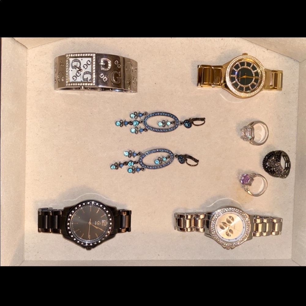 Brand watches, earrings and fashion rings